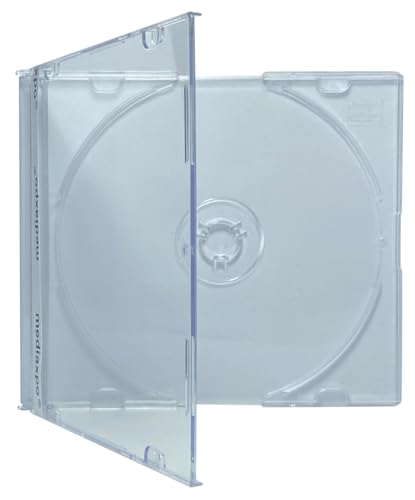 MediaXPO Slim Clear CD Jewel Cases - Pack of 10 Durable Storage for CDs/DVDs Lightweight and Transparent Design