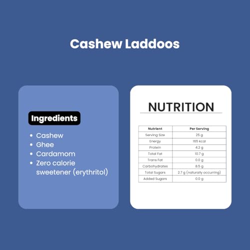 Image of KiloBeaters Sugar Free Cashew Ladoo | Low Carb Keto Sweet | Vegan, Gluten Free & Plant-Based Mithai | Made with Premium Cashews & Almonds | Healthy Rakhi, Diwali & Festive Gift | 200 g