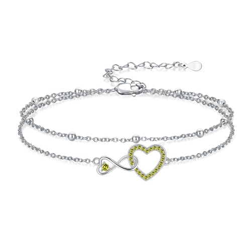 Image of Anklet for Women 925 Sterling Silver Double Infinity Ankle Bracelet Waterproof Summer Jewelry Anniversary Birthday Gifts for Her