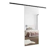 Kier Furniture - Schiebetüren Innen Mesto mit Spiegel - Wandschiebetür - Schiebetür Links, Rechts - 16 mm laminierte Platte, Muster auf einer Seite der Tür - Schwarz - 66cm