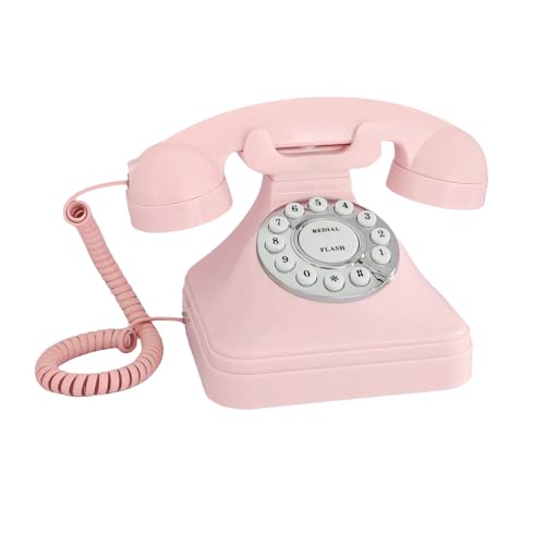 Téléphone fixe filaire rose de qualité supérieure style vintage