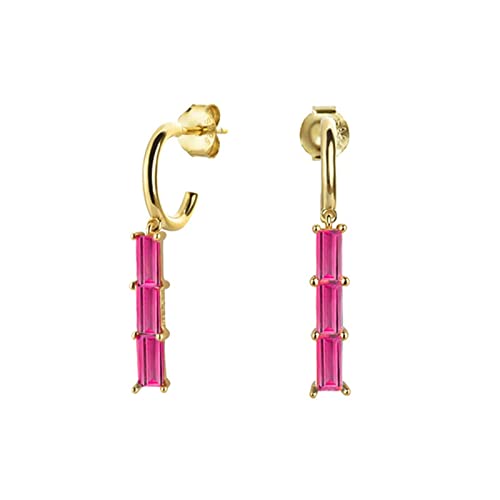 Boucles d'oreilles en argent pour femmes ornées de pampilles en zircone baguette