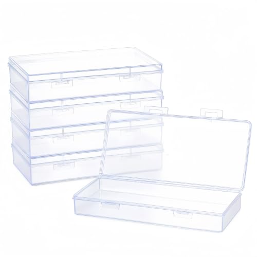 Image of 4-Pack Clear Plastic Boxes with Lids for Desk Supplies
