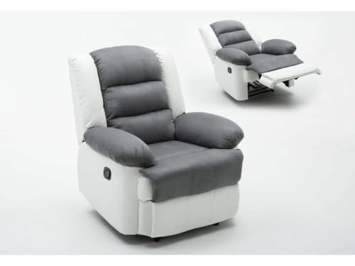 Habitat et Jardin Fauteuil Relax - 85 x 93 x 100 cm - Blanc/Gris Clair