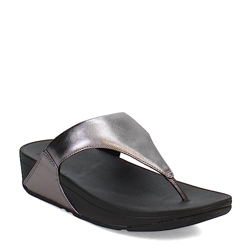 Image of FitFlop I88A68-065 LULU Leather Toepost Classic Pewter Mix US08.5