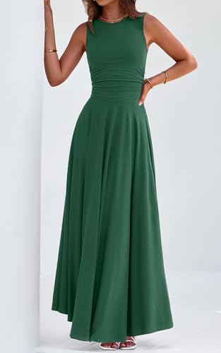 Image of PRETTYGARDEN Womens Summer Dresses 2026 Casual Sleeveless Crewneck Aline Maxi Dress Stretch Tank Flowy Long Dresses