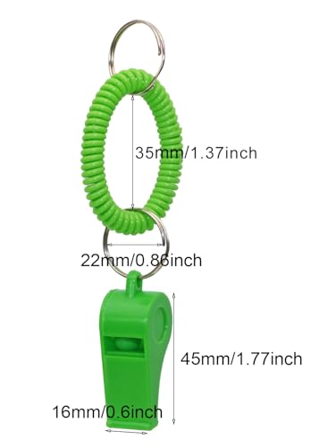 Sport Whistle with Bracelet 6pcs Loud Clear Plastic Whistles with Stretchable Coil Wrist Keychain Ring for Coaches Referees School Soccer Christmas Birthday Party Gift Survival Emergency Training