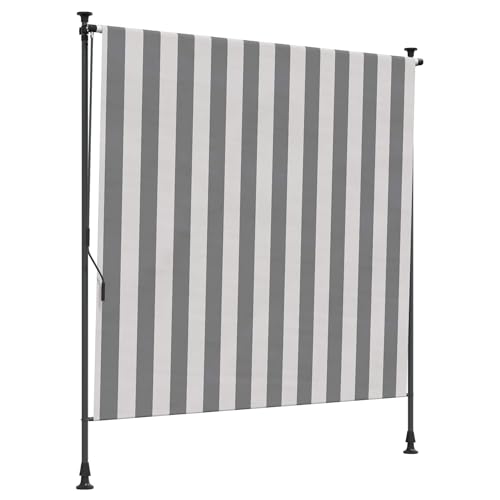vidaXL Cortina de Rodillo Exterior Antracita y Blanco 200 x 270 cm, Sombra Moderna para jardín y terraza, toldo Ajustable, protección UV, Cubierta de poliéster