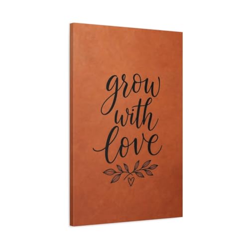 Toile calligraphie nature orange et noir salon cadre 3cm