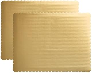 Gold Laminated Grease Proof Corrugated Half Sheet Cake Board, 17.75 x 13.75 Inch (2)