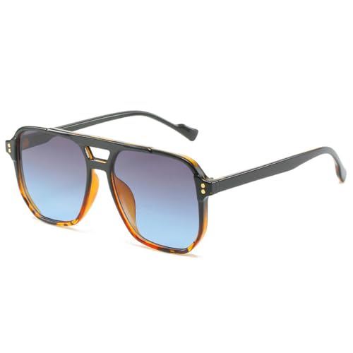 Lunettes de soleil double pont rétro à design de rivets pour femmes et hommes