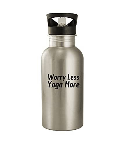 Worry Less Yoga More - 20oz Stainless Steel Outdoor Water Bottle, Silver
