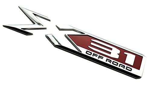Image of 2Pack X31 Off Road Emblem 84682662 Rear Bodyside Badge Nameplate Letter Replacement for 2019 2020 2021 2022 GMC Sierra 1500 (Chrome Red)