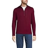 Lands' End Mens Sweater Fleece Quarter Zip Pullover Royal Burgundy Heather Regular Large