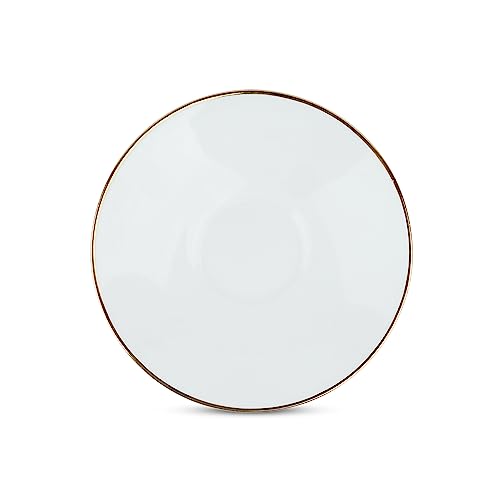 Image of Dandy Lines Face Gold Band Cups and Saucers, Cup and Saucer for Tea, Ceramic, Pack of 6, Microwave & Dishwasher Safe, Great for Hosting & Gifting