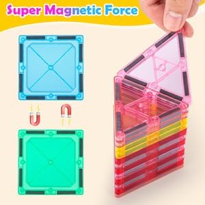 Magnetic Tiles,100PCS 3D Building Blocks, Magnets Building Set for Kids, Construction STEM Stacking Toys, Magnets Toy Gift for Toddlers, Boys and Girls - Image 4