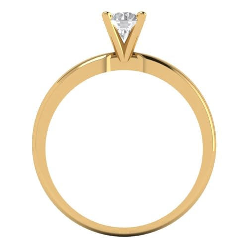 0.5 ctw Round Cut Solid Gold Engagement Ring for Women - 14K Yellow Gold - Moissanite Wedding Promise Ring for Her4