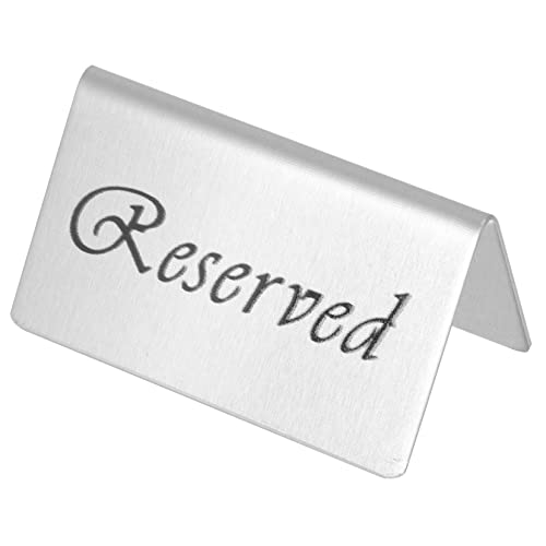 COLLBATH Stainless Steel Reserved Sign Double Sided Tent Table Sign for Restaurants Events Tabletop Display to Avoid Confusion Easy to Place
