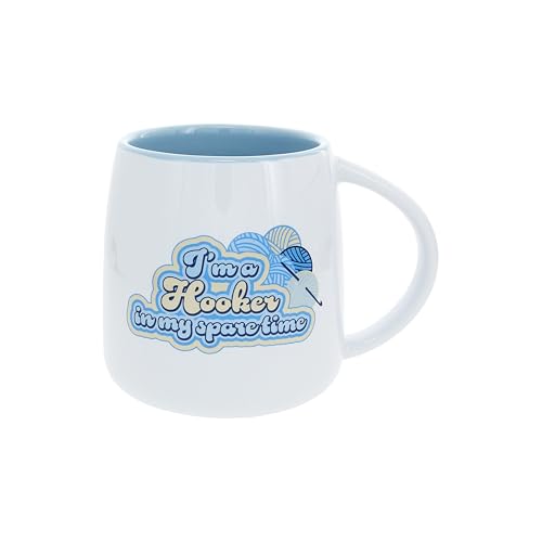 Pavilion Gift Company- Spare Time - 22oz Ceramic Mug Coffee Tea Cup Yarn Crochet Knit Crocheting Knitting Yarn Lover Funny Silly Bold
