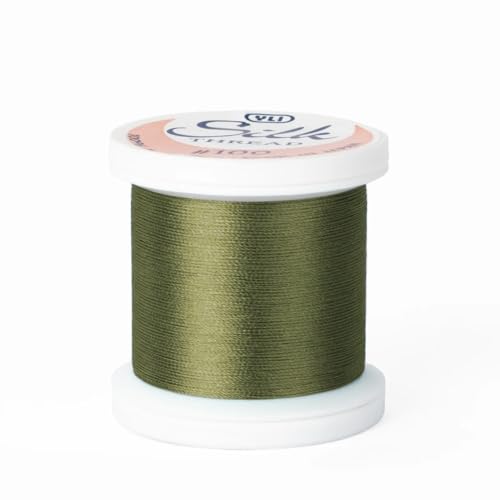 YLI Threads Silk Thread – 100 wt Fine Japanese Silk for Appliqué, EPP, and Quilting - Dark Sage