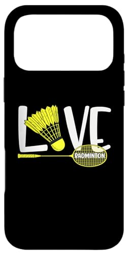 LOVE BADMINTON Cute Racket and Shuttlecock Sports Fan Player X}zP[X iPhone 17 Pro Max p