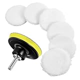 Guduling 8 Stück Polierscheibe Winkelschleifer,Polierscheiben,Lammwolle Polieraufsatz mit 6 Polierpads,Polierhaube mit M10 Bohreradapter zum Schleifen,Polieren (Schwarz,Gelb)