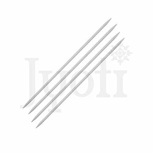 Image of Jyoti Knitting Pin - Aluminium (2 Pairs of Double Point Pins of 9 Inches / 23cm of Size 10), Crafting Weaving Pins, Round Blunt Yarn Needles, Used for Sweaters, Scarves, and Woolen Fabrics - Pack of 2