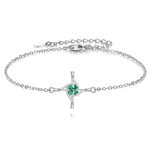 YFN St Bridgets Cross Bracelet Sterling Silver Saint Brigid Cross Charm Bracelet Irish Jewelry for Women Irish Gifts