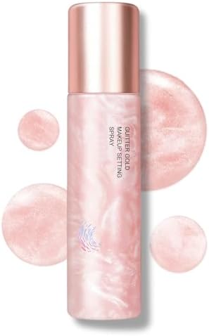 IONSGAKO Glow Makeup Setting Spray, Shimmer Dewy Hydrating Setting Spray for Makeup Glowing Long-Lasting Radiant Finish, Lightweight Formula, All-Day Wear, 4 Fl Oz