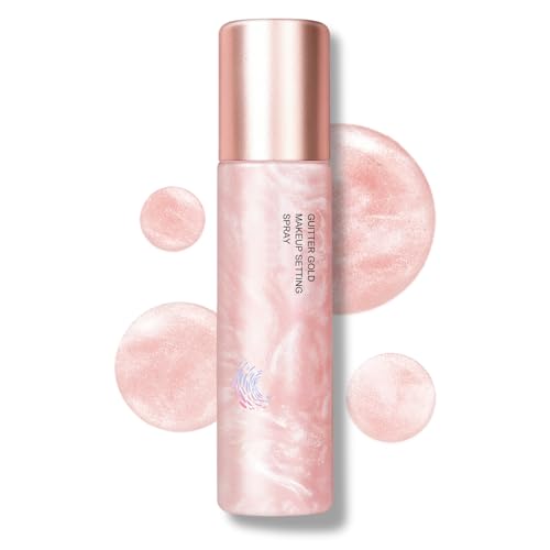 IONSGAKO Glow Makeup Setting Spray, Shimmer Dewy Hydrating Setting Spray for Makeup Glowing Long-Lasting Radiant Finish, Lightweight Formula, All-Day Wear, 4 Fl Oz