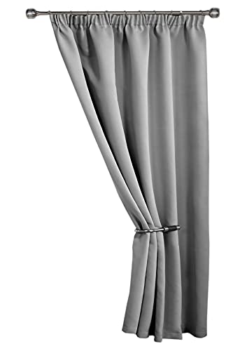 Emma Barclay Cali Door Curtain Thermal Blackout Lining Pencil Pleat Single Doorway Panel 45' x 84' (Silver)