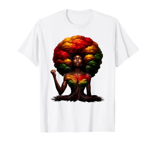 Afro Queen Black Woman African Roots Melanin Black History T-Shirt