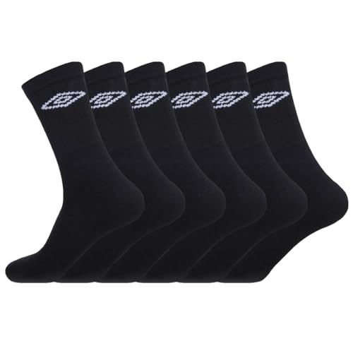 Umbro Chaussette Homme Sport Douces - Lot de 6 - Chaussettes Hautes Homme, Running, Confortables, Taille 43/46 - Noir/Blanc