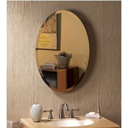Jensen 52WH184PV Metro Oval Frameless Medicine Cabinet with Beveled Mirror, 21-Inch by 31-Inch
