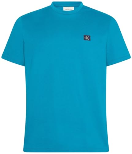 Calvin Klein T-Shirt Manches Courtes Homme Badge Jersey Classic Tee en Coton, Bleu (Deep Tropical Teal), XL
