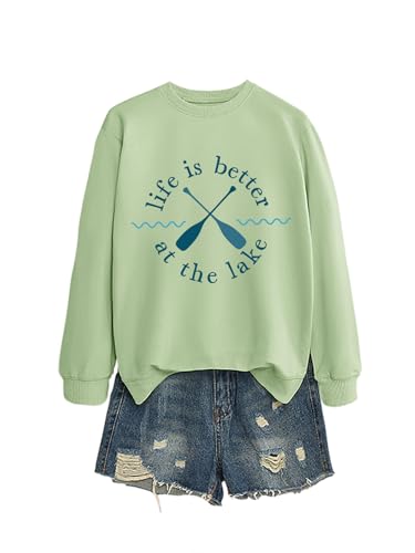 Life is Better at The Lake Sweatshirts for Women Funny Graphic Long Sleeve Shirts Casual Pullover Crewneck Tops3
