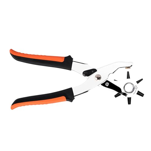 Rotary Leather Punch, Heavy Duty Watch Strap Punch, Leather Belt Puncher, Red, Heavy-Duty Construction, Multi-Size Hole Options for Belt Fabric Watch Strap Backpack Shoes Saddles Canvas