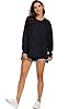 APEIYU Women's Casual Crew Neck Sweatshirts Side Split Pullover Sweatshirts Loose Jumper High Low Batwing Long Sleeve Top For Ladies Black XXL #5