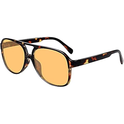 Gafas de sol vintage aviador con lente amarilla y marco de leopardo Cover