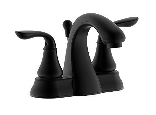 Derengge FL-0288-MT 4 Inch Two Handles Bathroom Sink Faucet with Drain Assembly, Matte Black