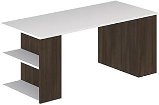 Amazon Brand  Movian Boss Desk with Shelves, 180 x 80 x 75 cm  Dark Oak/White