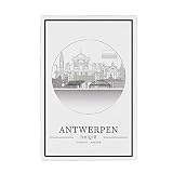artboxONE Metall-Poster 20x30 cm Städte Antwerp Skyline 