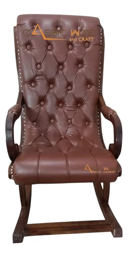 Image of CLASSIC WOOD & CRAFT Wooden Rocking Chair with Sheesham Wood, Rolling and Easy Seating (Model-LB-2)