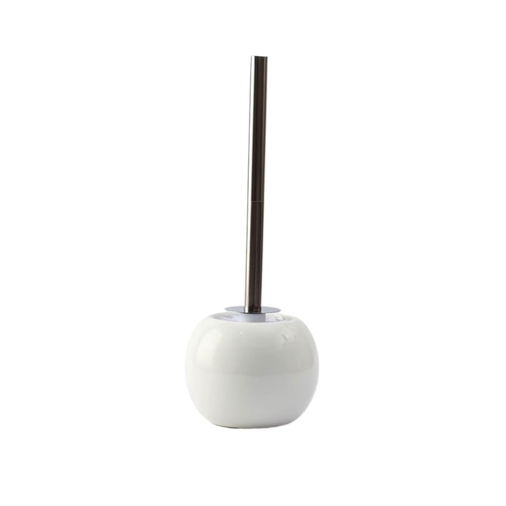Tyuhduyur Black Toilet Brush, White Ceramics Toilet Brush Holder Set Rounded With Stainless Steel Handle Toilet Brush Floor Standing Wall Mounted Toilet Brush Bathroom Accessories(Black) (Black)