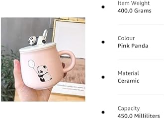 NYRWANA Coffee Mug, Gift for Woman, Birthday Present for Girlfriend, Present for Wife Birthday, Mugs for Present, Valentine Gift for Girlfriend, Panda Mug with Lid & Spoon (Pink-350 ml)