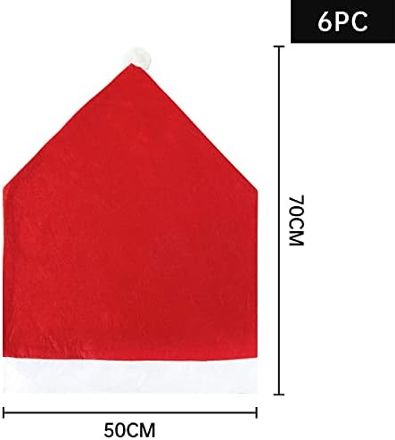 REDSTAR Christmas Chair Covers  Pack of 6, 50cm x 70cm, Dining Room Chair Covers, Red Felt with White Pom-Pom, Novelty Christmas Accessories, Festive Home Decorations