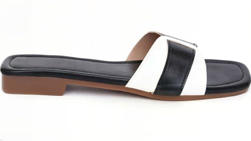 Image of Women's Square Toe Buckle Strap Flat Slides