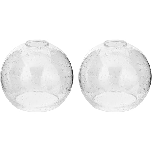 Image of 2 Pack Clear Seeded Glass Shades, Globe Lampshades Replacements 1.65 In Fitter 7.5 In Diameter Transparent Bubble Glass Lamp Shades Covers for Light Fixtures with Chandelier Wall Sconces Pendants