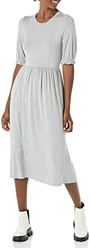 Amazon Necessities Girls’s Crewneck Quick Sleeve Knit Midi Gown