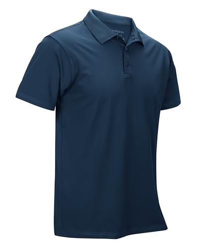 33,000ft Herren Poloshirt Golf Shirt UPF50+ Sonnenschutz Sommer Kurzarm Tshirts Schnelltrocknend Performance Sportshirt Outdoor Einfarbige Polohemd für Männer zum Golfen Tennis Dunkelblau XL